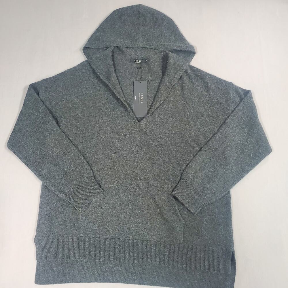 NWT Lusso Cashmere Hooded V-Neck Pullover Sweater Womens Size XXL 100% Cashmere